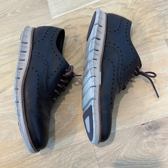 Cole Haan Men's Zerogrand Wingtip Oxfords Dark Brown Java Cobblestone Shoes 11 - Picture 4 of 9